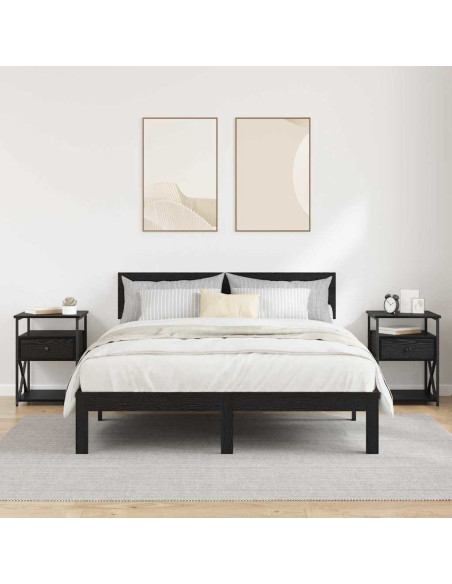 Armadio da Notte con cassetto 2 pcs Rovere nero 40 x 42 x 55 cm