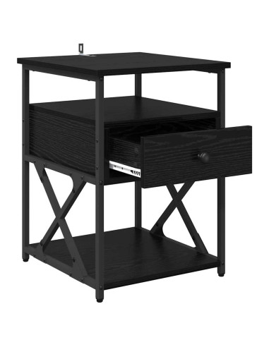 Armadio da Notte con cassetto 2 pcs Rovere nero 40 x 42 x 55 cm