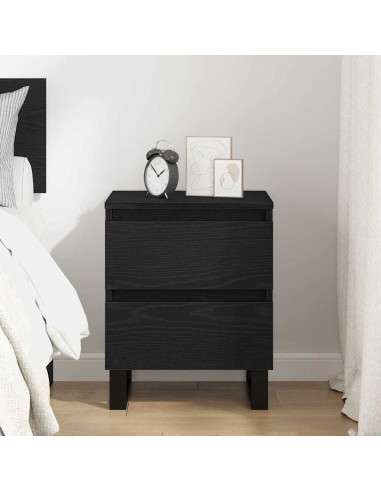 Armadio da Notte Rovere nero 40 x 35 x 50 cm Legno multistrato