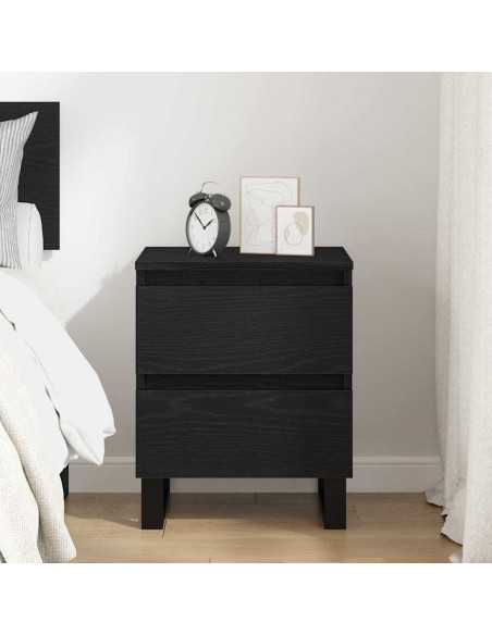 Armadio da Notte Rovere nero 40 x 35 x 50 cm Legno multistrato