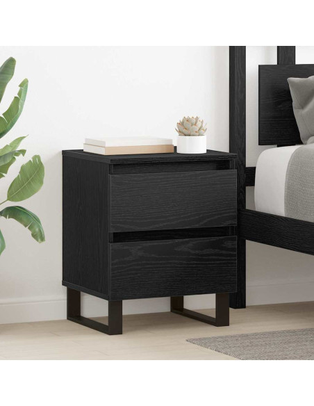 Armadio da Notte con cassetto 2 pcs Rovere nero 40 x 35 x 50 cm