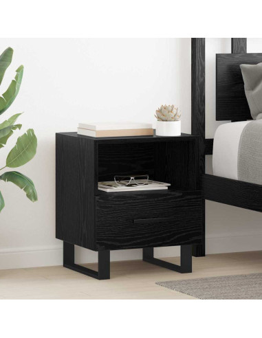 Armadio da Notte con cassetto Rovere nero 40 x 35 x 47,5 cm