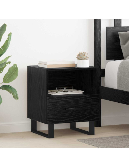 Armadio da Notte con cassetto Rovere nero 40 x 35 x 47,5 cm