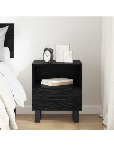 Armadio da Notte con cassetto Rovere nero 40 x 35 x 47,5 cm