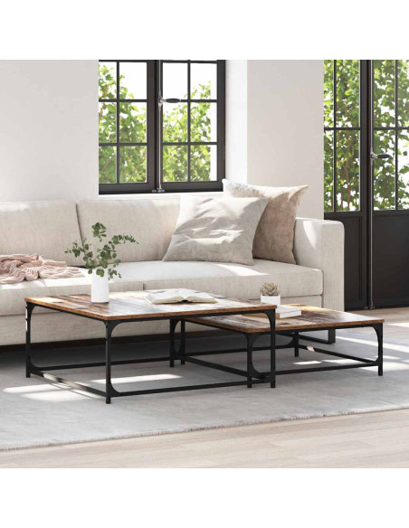 Tavolo da caffè nesting 2 pcs Legno vecchio 80 x 8035 x cm