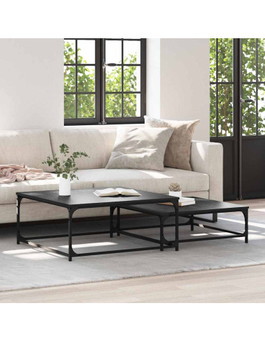 Tavolo da caffè nesting 2 pcs Rovere nero 80 x 8035 x cm