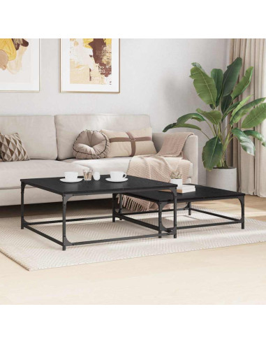 Tavolo da caffè nesting 2 pcs Rovere nero 80 x 8035 x cm