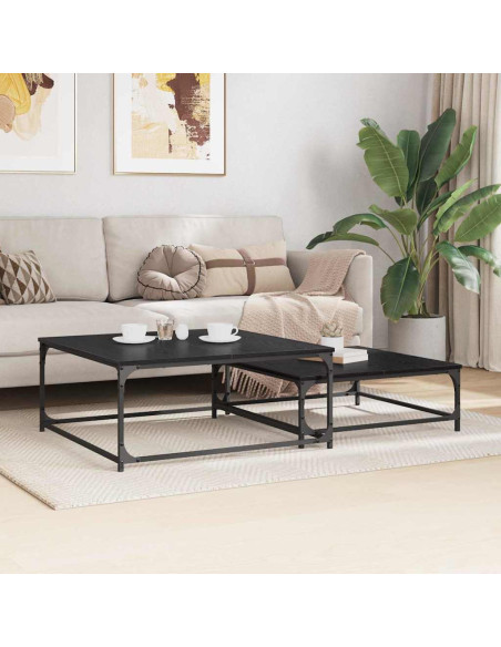 Tavolo da caffè nesting 2 pcs Rovere nero 80 x 8035 x cm