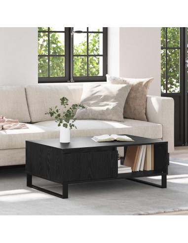 Tavolino da salotto con cassetto Rovere nero 90 x 60 x 35 cm