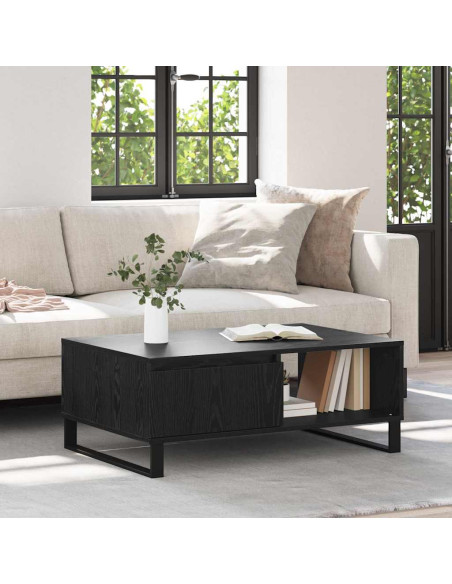 Tavolino da salotto con cassetto Rovere nero 90 x 60 x 35 cm