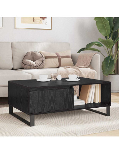 Tavolino da salotto con cassetto Rovere nero 90 x 60 x 35 cm