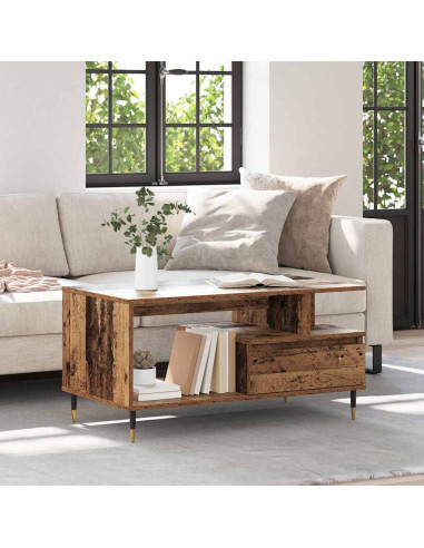 Tavolino da salotto con cassetto Legno vecchio 90 x 49 x 45 cm