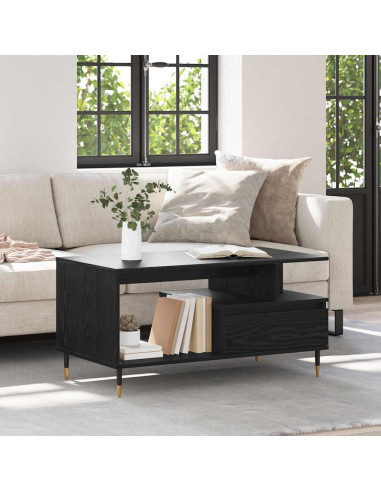 Tavolino da salotto con cassetto Rovere nero 90 x 49 x 45 cm