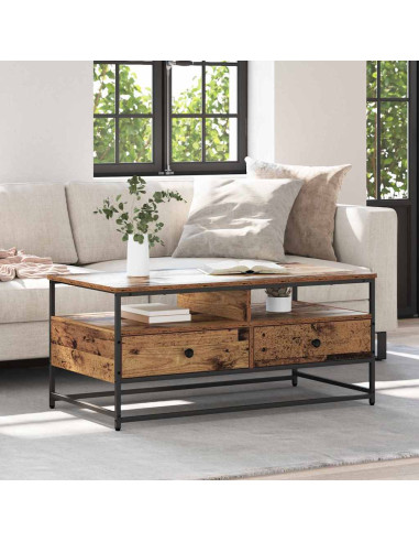 Tavolino da salotto con cassetto Legno vecchio 100 x 51 x 45 cm