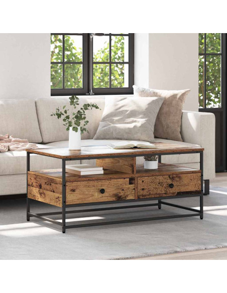 Tavolino da salotto con cassetto Legno vecchio 100 x 51 x 45 cm