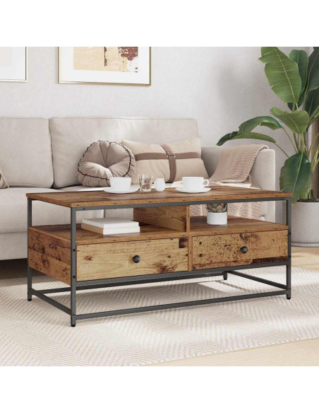 Tavolino da salotto con cassetto Legno vecchio 100 x 51 x 45 cm