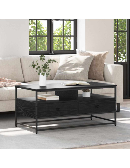 Tavolino da salotto con cassetto Rovere nero 100 x 51 x 45 cm