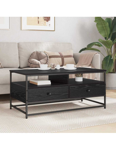 Tavolino da salotto con cassetto Rovere nero 100 x 51 x 45 cm