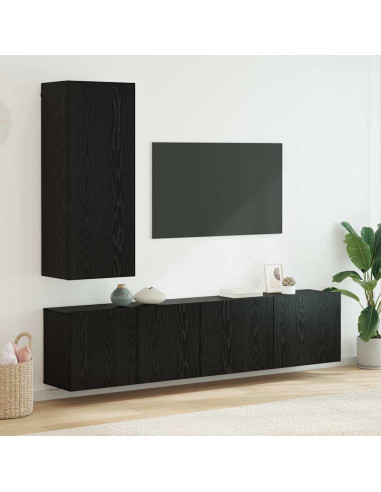 Set di Mobiletto da TV a Parete 5 pcs Rovere nero