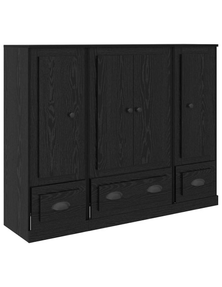 Credenza con cassetto 3 pcs Rovere Nero Legno multistrato
