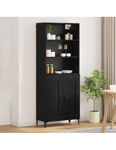 Credenza Montaggio a parete 2 pcs Rovere nero Legno multistrato