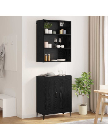 Credenza Montaggio a parete 2 pcs Rovere nero Legno multistrato