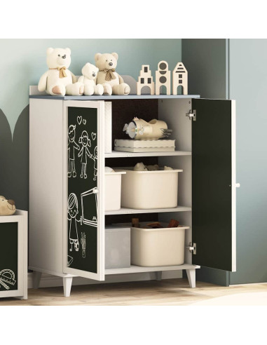 Armadio Lavagna con porta Grigio e bianco Legno multistrato