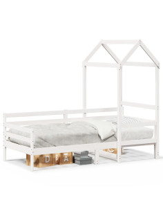 Dormeuse con Tetto 80x200 cm Bianco in Legno Massello di Pino 2