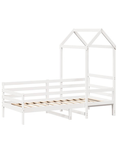 Dormeuse con Tetto 80x200 cm Bianco in Legno Massello di Pino