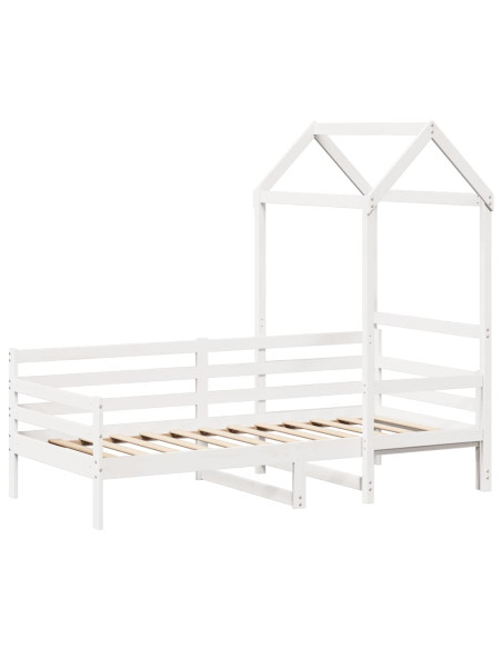 Dormeuse con Tetto 80x200 cm Bianco in Legno Massello di Pino