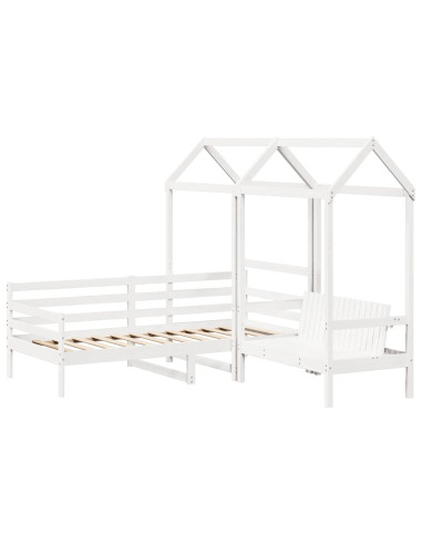 Set Dormeuse e Panca con Tetto Bianco 80x200cm Massello Pino