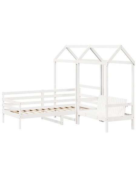 Set Dormeuse e Panca con Tetto Bianco 80x200cm Massello Pino