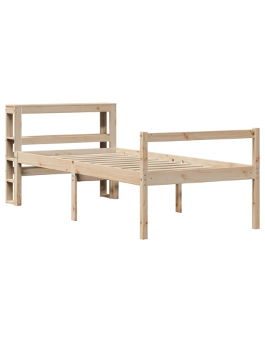 Letto per Anziani con Testiera 100x200 cm Legno Massello Pino