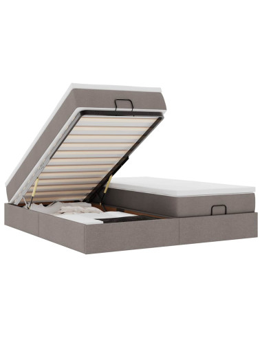 Struttura Letto Pouf con Materassi Tortora 160x200cm in Tessuto