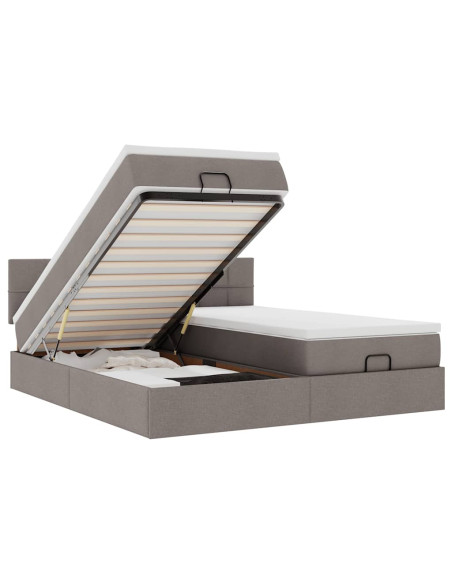 Struttura Letto Pouf con Materassi Tortora 160x200cm in Tessuto