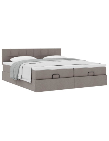 Struttura Letto Pouf con Materassi Tortora 160x200cm in Tessuto