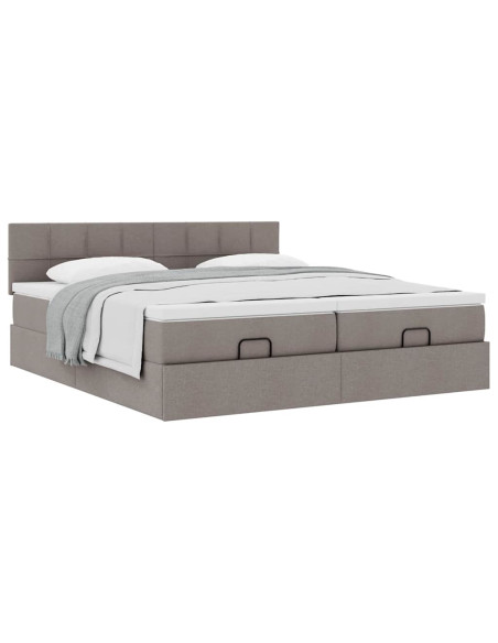 Struttura Letto Pouf con Materassi Tortora 160x200cm in Tessuto