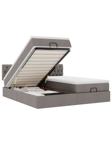 Struttura Letto Pouf con Materassi Tortora 160x200cm in Tessuto