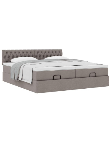 Struttura Letto Pouf con Materassi Tortora 160x200cm in Tessuto