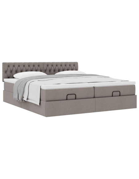 Struttura Letto Pouf con Materassi Tortora 160x200cm in Tessuto