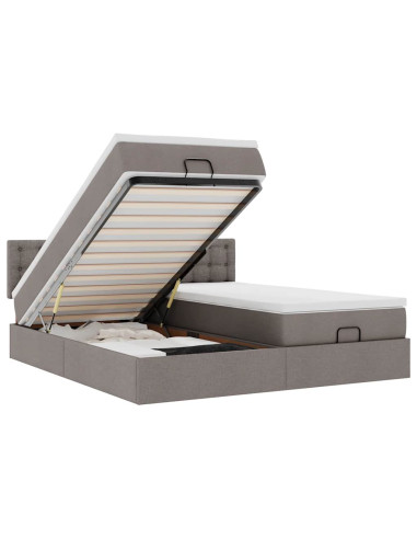 Struttura Letto Pouf con Materassi Tortora 160x200cm in Tessuto