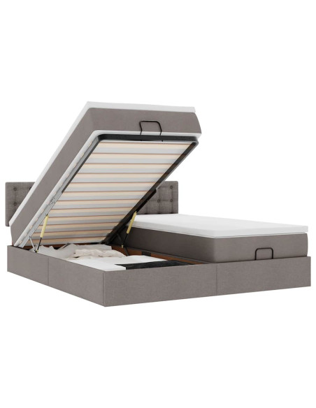 Struttura Letto Pouf con Materassi Tortora 160x200cm in Tessuto