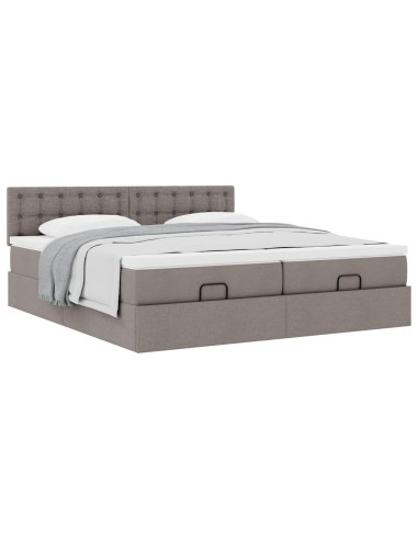 Struttura Letto Pouf con Materassi Tortora 160x200cm in Tessuto