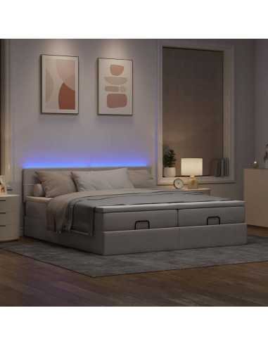 Struttura Letto Pouf con Materassi Tortora 160x200cm in Tessuto