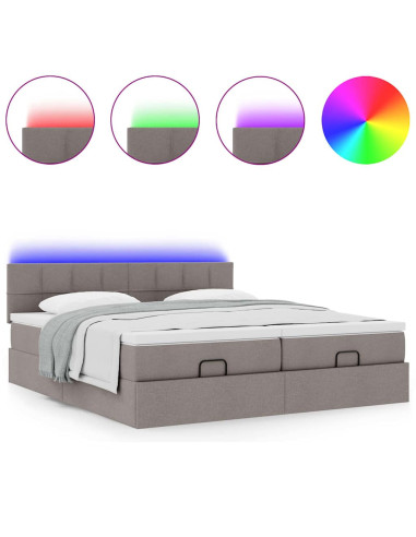 Struttura Letto Pouf con Materassi Tortora 160x200cm in Tessuto