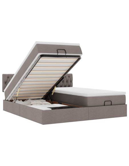 Struttura Letto Pouf con Materassi Tortora 160x200cm in Tessuto