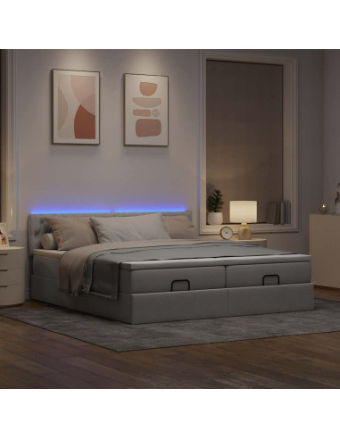 Struttura Letto Pouf con Materassi Tortora 160x200cm in Tessuto