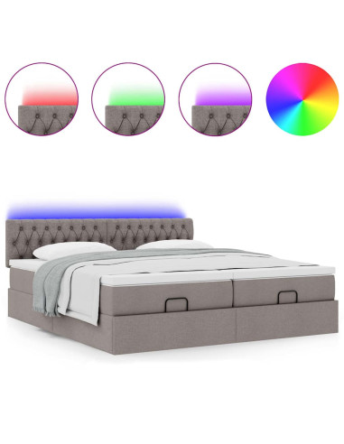 Struttura Letto Pouf con Materassi Tortora 160x200cm in Tessuto