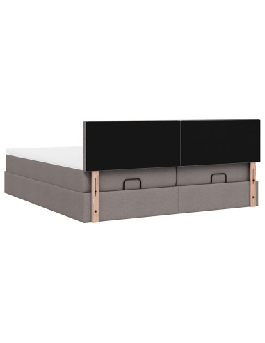 Struttura Letto Pouf con Materassi Tortora 160x200cm in Tessuto