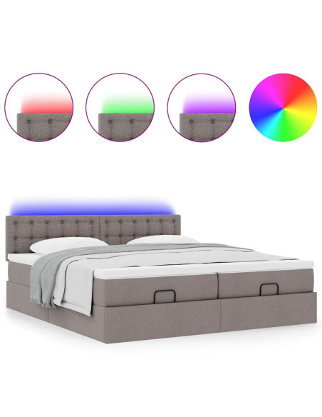 Struttura Letto Pouf con Materassi Tortora 160x200cm in Tessuto